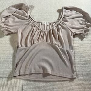 Ruched Milkmaid Crop Top Puff Sleeve Knit Buffy Retro Coquette Twee Altard State